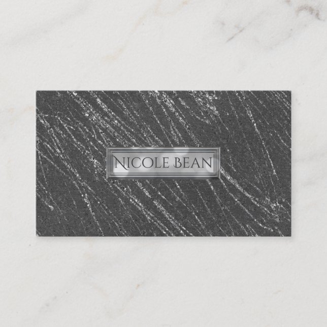 Cartes de visite Grey & Silver Modern Glam Marble  (Devant)