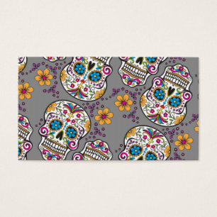 Cartes De Visite Gris de Halloween de crâne de sucre