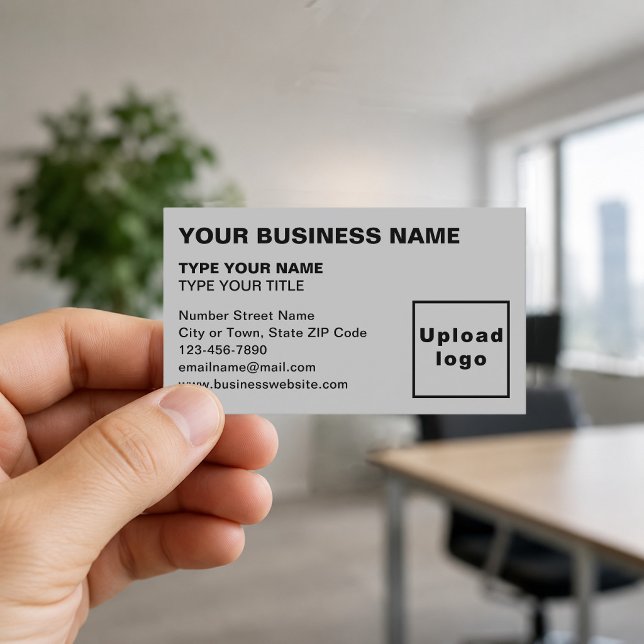 Cartes de visite grises alignées à gauche (Front of the business card)
