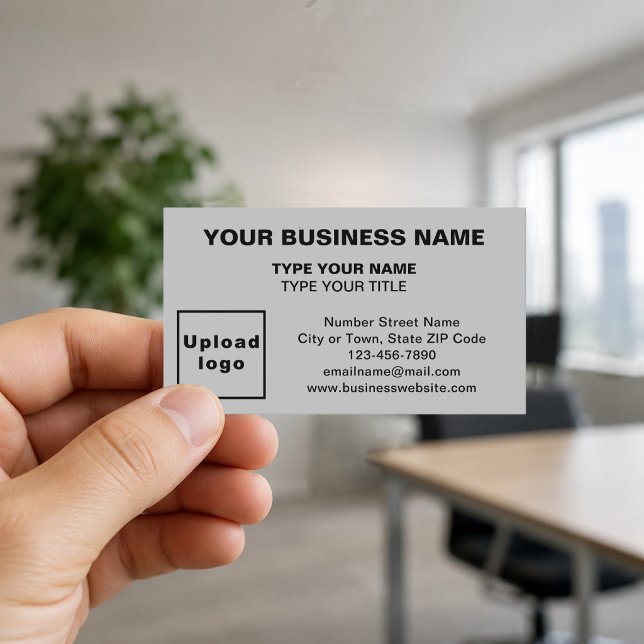 Cartes de visite grises alignées au centre (Front of the business card)