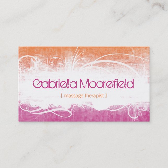Cartes de visite grunges de thérapie de massage (Devant)