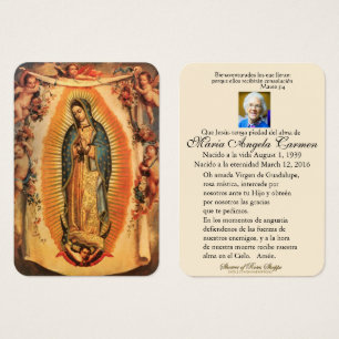 Cartes De Visite Guadalupe catholique espagnol funérailles prière s