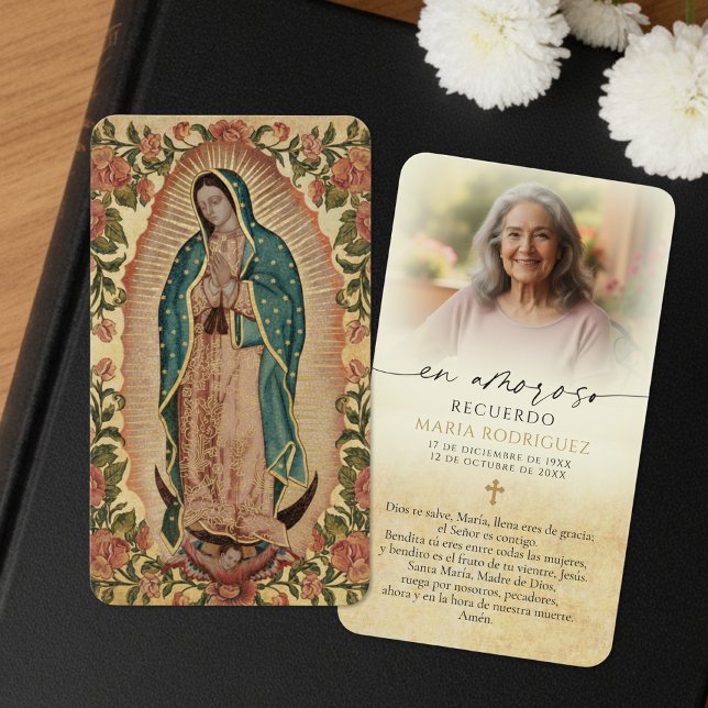 Cartes De Visite Guadalupe Photo Memorial Spanish Funeral Cards (Créateur téléchargé)