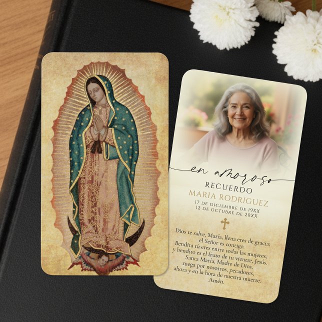 Cartes De Visite Guadalupe Photo Memorial Spanish Funeral Cards (Créateur téléchargé)