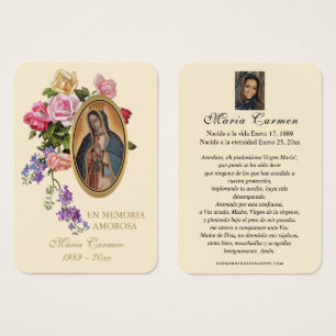 Cartes De Visite Guadalupe Vierge Marie Espagnol Funérailles Sainte