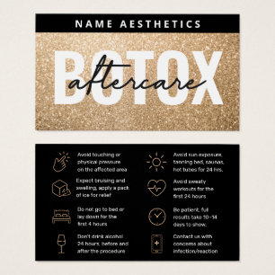 Cartes De Visite Guide de soins après Botox Gold Glitter Luxe