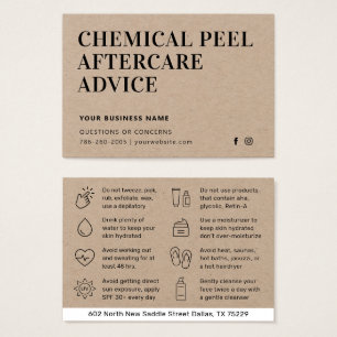 Cartes De Visite Guide de soins après peeling chimique Kraft nature