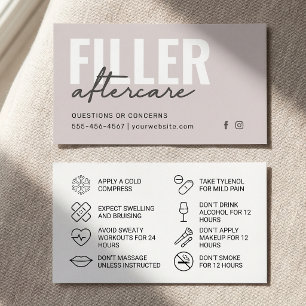 Cartes De Visite Guide de soins après remplissage Soft Taupe Minima