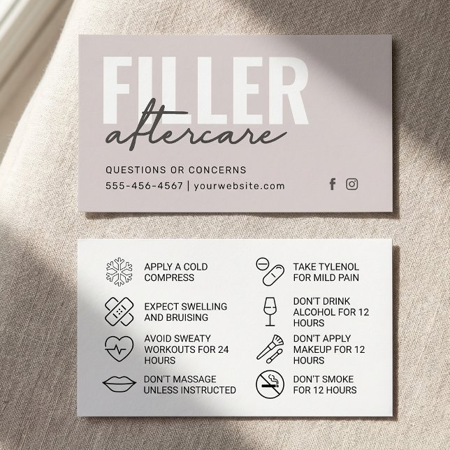 Cartes De Visite Guide de soins après remplissage Soft Taupe Minima (Créateur téléchargé)