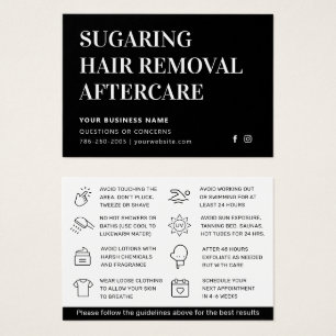 Cartes De Visite Guide de soins après sugaring Luxe Noir Classique