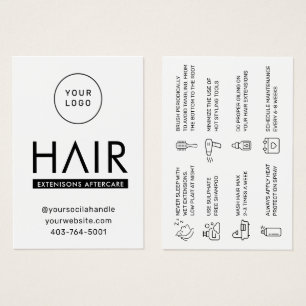 Cartes De Visite Guide de soins capillaires minimalistes blanc prop