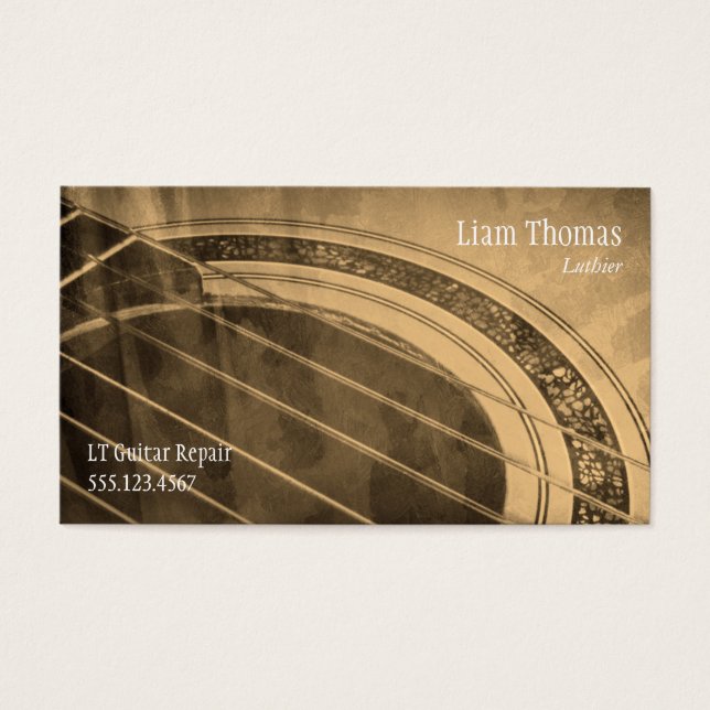 Cartes De Visite Guitare acoustique personnalisée Luthier artisan (Devant)