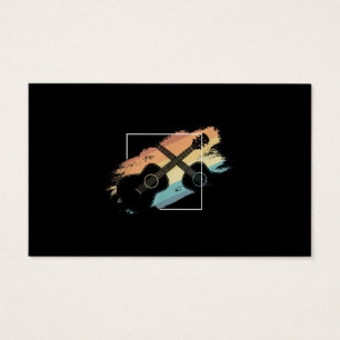 Cartes De Visite Guitare acoustique vintage Silhouette Musicien Hip