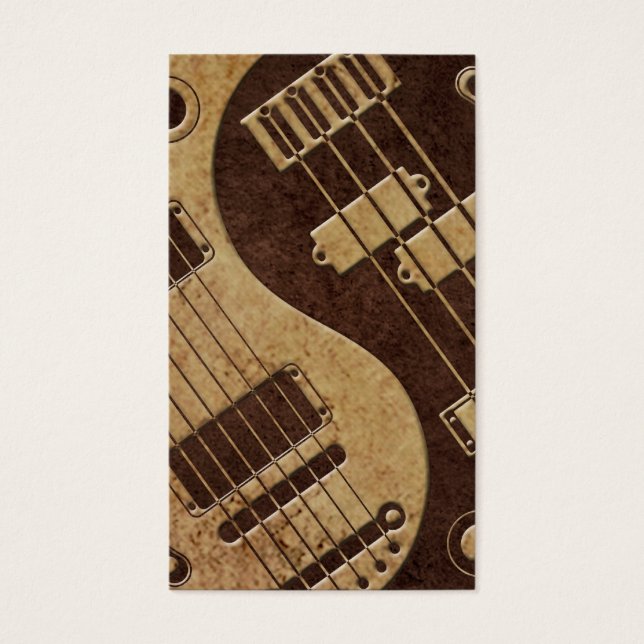 Cartes De Visite Guitare et basse Yin Yang avec texture Brown (Devant)