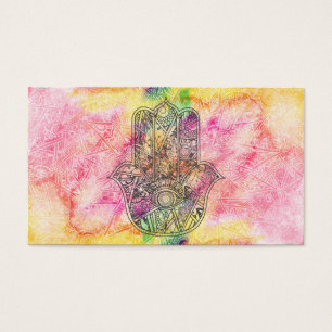 Cartes De Visite HAMSA Main Fatima symbole amulet Henné floral