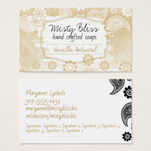 Cartes De Visite Handmade soap gold vanilla oatmeal business card