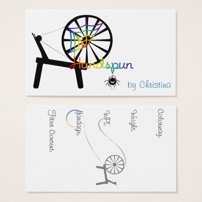 Cartes De Visite Handspun Fibre Arts (Devant & derrière)