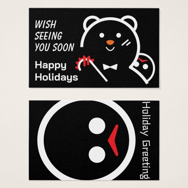 Cartes De Visite Happy Bear Hey voeux de vacances (Devant & derrière)