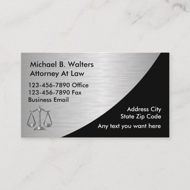Cartes de visite haut de gamme pour avocat (Devant)