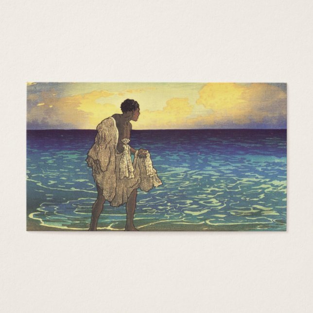 Cartes De Visite Hawaiian Fisherman, impression de blocs de bois (Devant)