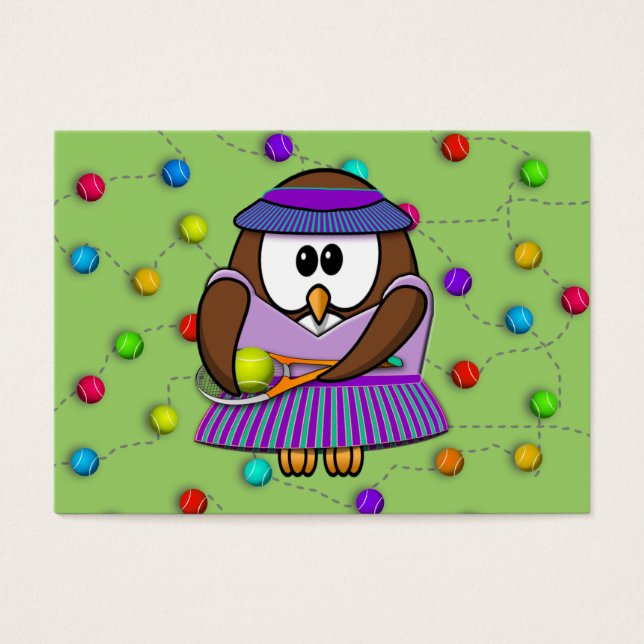 Cartes De Visite hibou de tennis - fille (Devant)