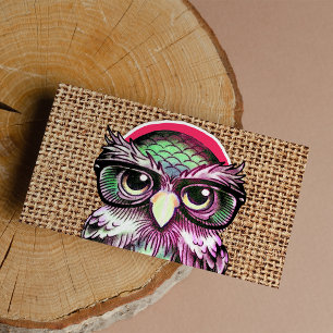 Cartes De Visite Hibou sage de tatouage coloré frais avec les