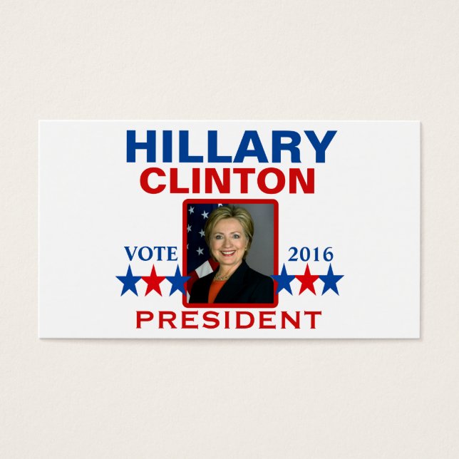 Cartes De Visite Hillary Clinton pour le président 2016 (Devant)