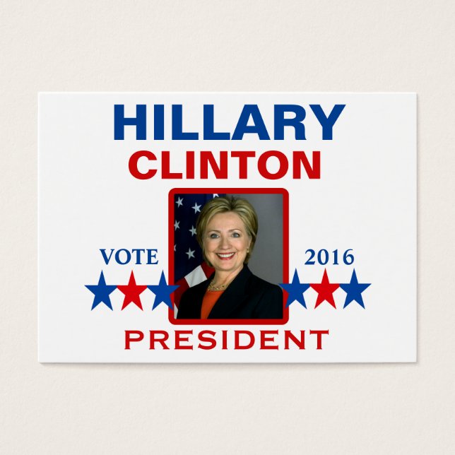Cartes De Visite Hillary Clinton pour le président 2016 (Devant)