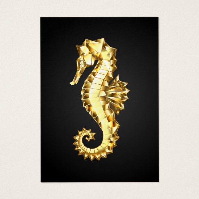 Cartes De Visite Hippocampe Polygonal Or (Devant)