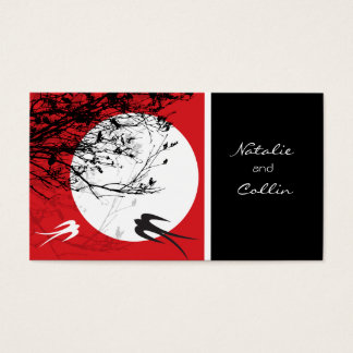 Cartes De Visite Hirondelles orientales à la lune Mod Wedding Party