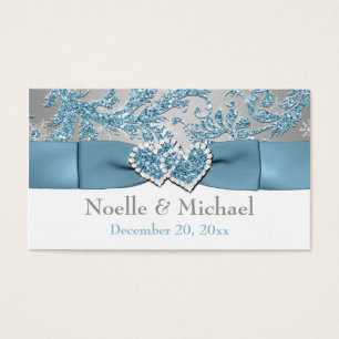 Cartes De Visite Hiver Wonderland, Coeurs joints Mariage Favor bali