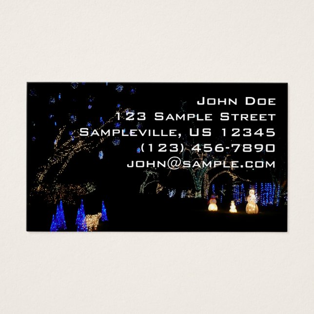 Cartes De Visite Hiver Wonderland Lumières Bleu et blanc Vacances (Devant)