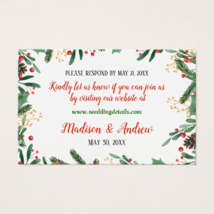 Cartes De Visite Holly Feuilles Berry Noël Mariage RSVP en ligne