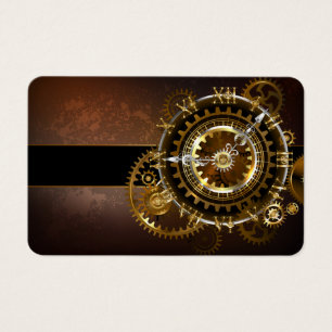 Cartes De Visite Horloge Steampunk avec des engrenages anciens