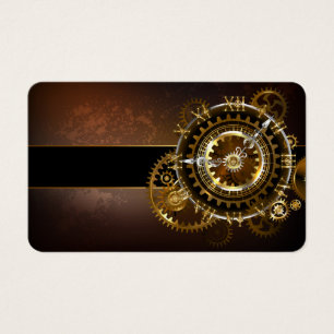 Cartes De Visite Horloge Steampunk avec des engrenages anciens