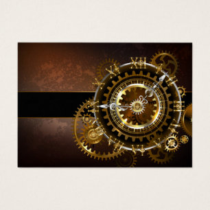 Cartes De Visite Horloge Steampunk avec des engrenages anciens