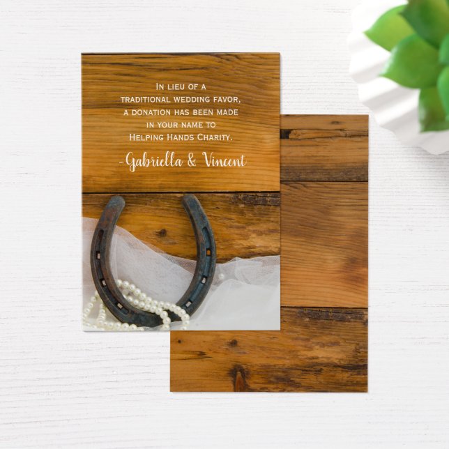 Cartes De Visite Horseshoe Pearl Mariage campagnard Charity Favoris (Bureau)