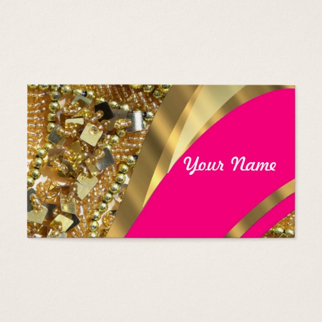 Cartes De Visite Hot pink & gold bling (Devant)