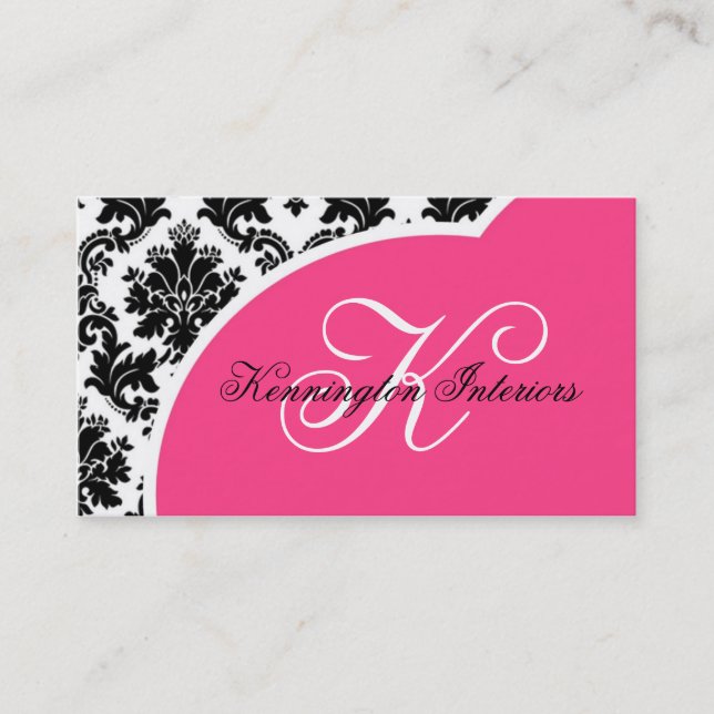 Cartes de visite Hot rose noir Damask (Devant)