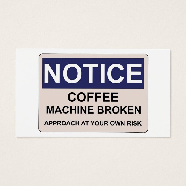 Cartes De Visite Humour cassé de la machine à café (Devant)