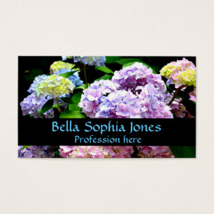 Cartes De Visite Hydrangea garden, rose, bleu, purple floral