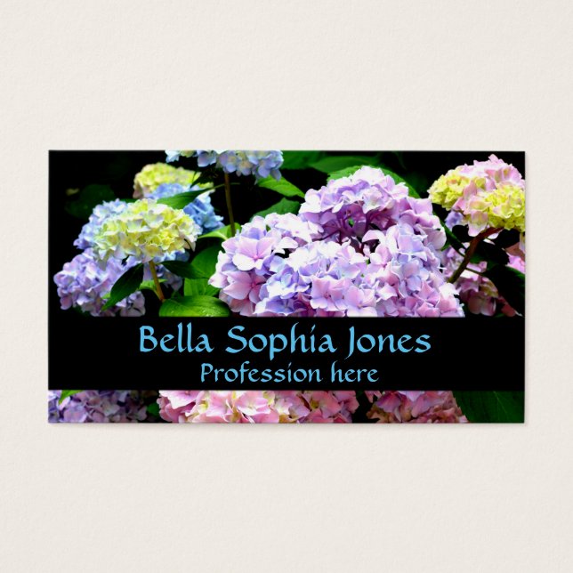 Cartes De Visite Hydrangea garden, rose, bleu, purple floral (Devant)