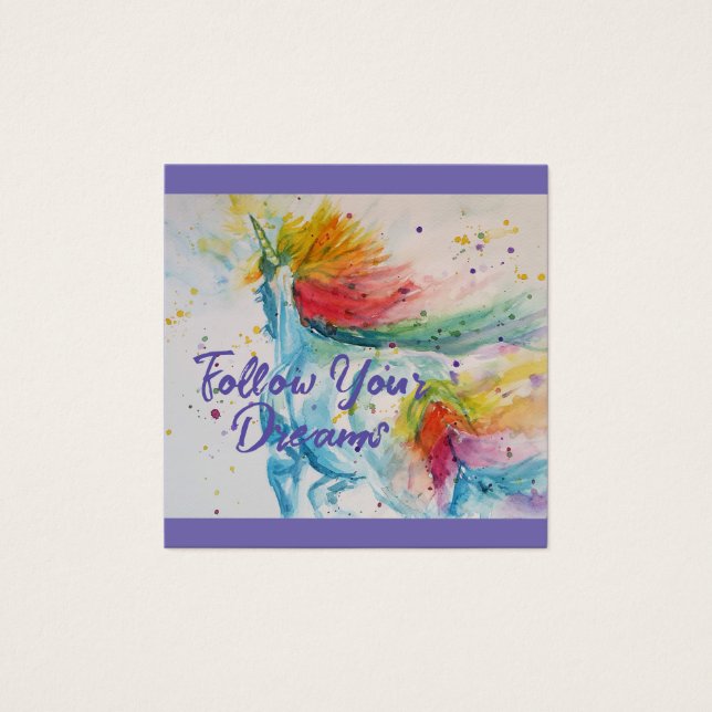 Cartes De Visite I Believe In Unicorns Rainbow Follow Your Dreams (Devant)