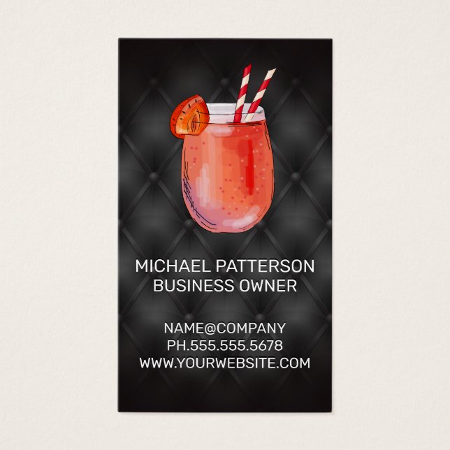 Cartes De Visite Icône Cocktail Drink | Noir (Devant)