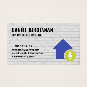 Cartes De Visite Icône Electricité et Home   Mur de brique