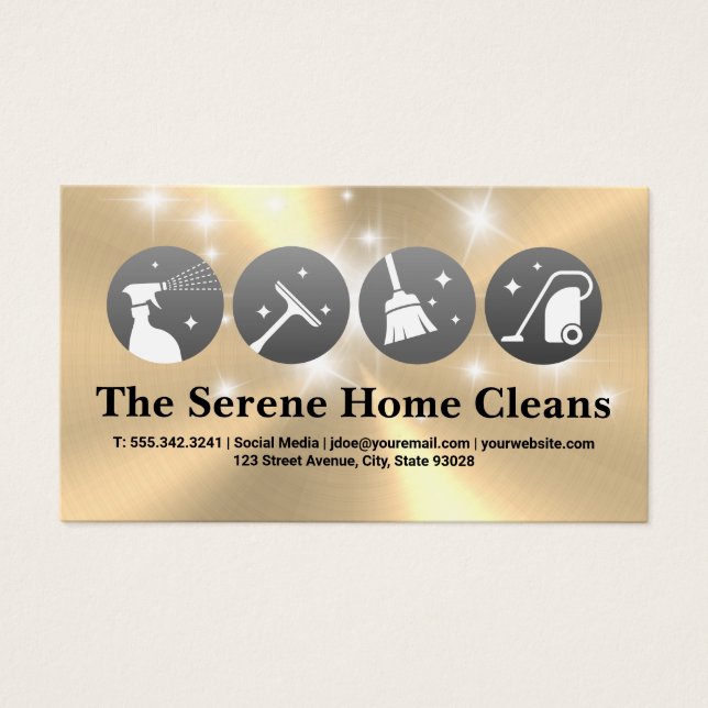 Cartes De Visite Icônes de nettoyage | Étincelles (Devant)