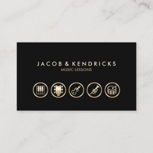 Cartes de visite Icônes Or Leçons de Musique
