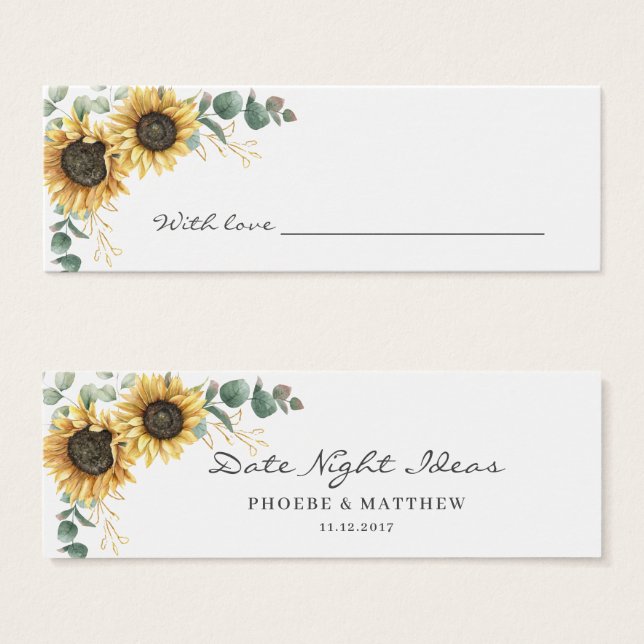 Cartes De Visite Idées de soirée de date de fiançailles tournesol (Devant & derrière)