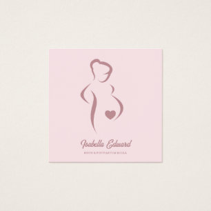 Cartes De Visite Illustration d'identité de doula de maternité rose