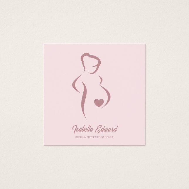 Cartes De Visite Illustration d'identité de doula de maternité rose (Devant)